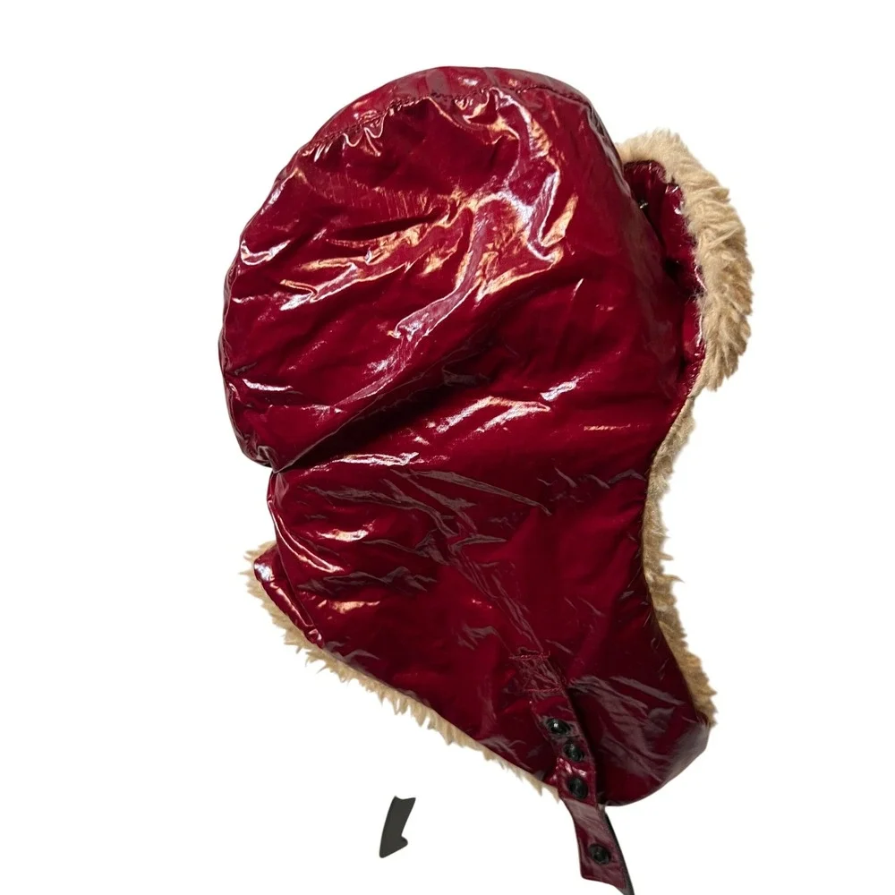 7 A.M. Enfant Polar Hat 200 CH200 Burgundy Faux Fur Trapper‎ Medium 1-2T